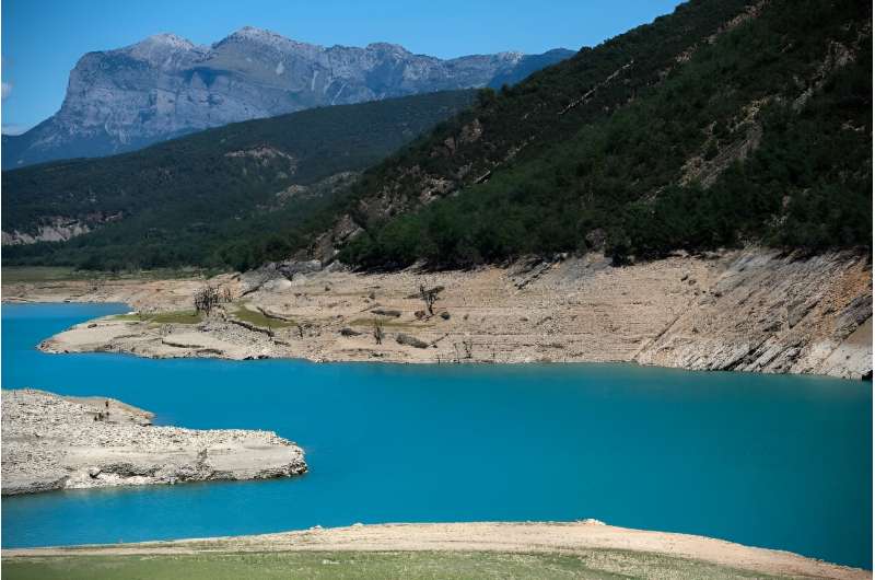 The Mediano reservoir pictured in late July, at just over 25 percent capacity