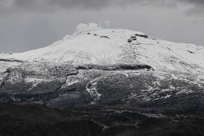 The Nevado del Ruiz volcano emits a cloud of ash in Murillo, Colombia on April 6, 2023