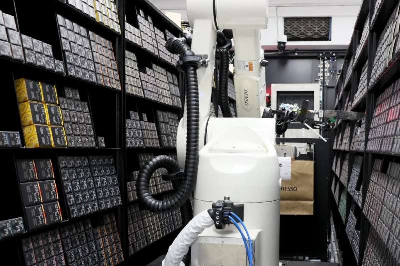 The robot receives the orders, packs and prepares them, with humans only needed to restock the warehouse and dispatch deliveries