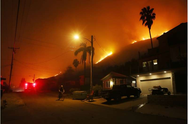 The Thomas Fire in December, 2017 in La Conchita, California