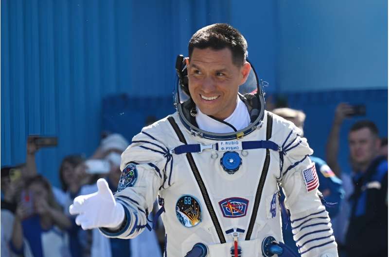 The US astronaut Frank Rubio, who has now spent more than 355 days in space, is seen here on September 21, 2022 as he prepares t