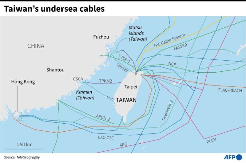 The vulnerability of Taiwan's communications was highlighted after two undersea telecoms cables connecting the tiny Matsu archip