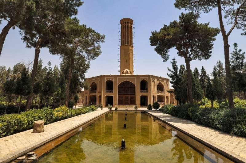 The wind-catcher of Dowlat Abad Garden, the world's tallest standing at 33.8 metres, in Iran's central city of Yazd