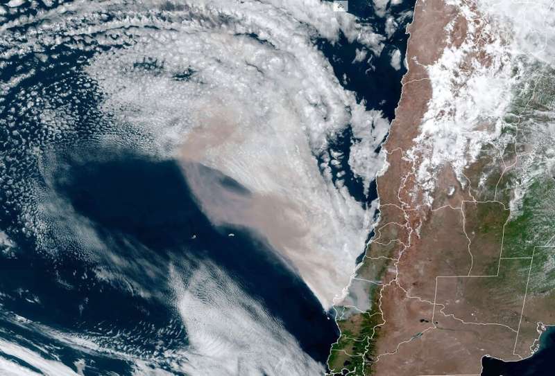 This satellite image from the US National Oceanic and Atmospheric Administration/Regional and Mesoscale Meteorology Branch shows