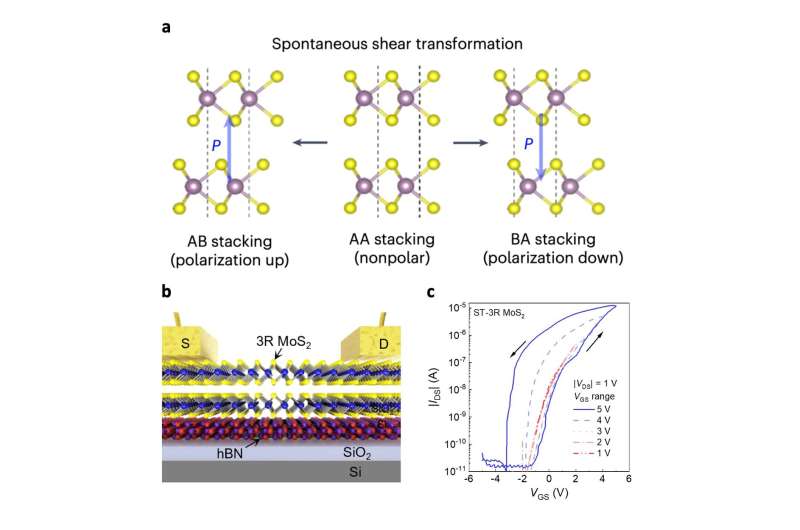 Transistoren met glijdende ferro-elektriciteit op basis van polariteitsschakelbaar molybdeendisulfide