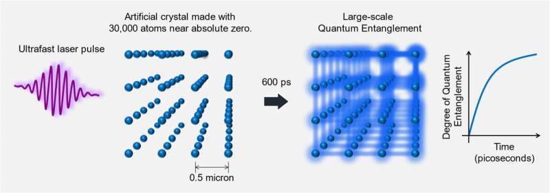 Ultrafast quantum simulation of large-scale quantum entanglement