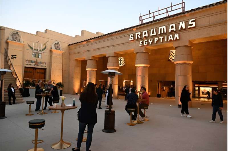 Visitors attend the press preview for the reopening of the Egyptian Theatre, in Hollywood, California on November 6, 2023