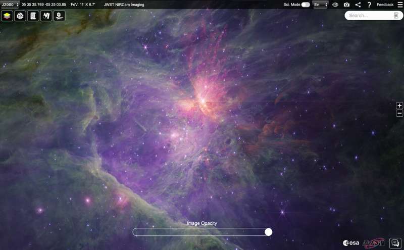 Webb’s wide-angle view of the Orion Nebula is released in ESASky