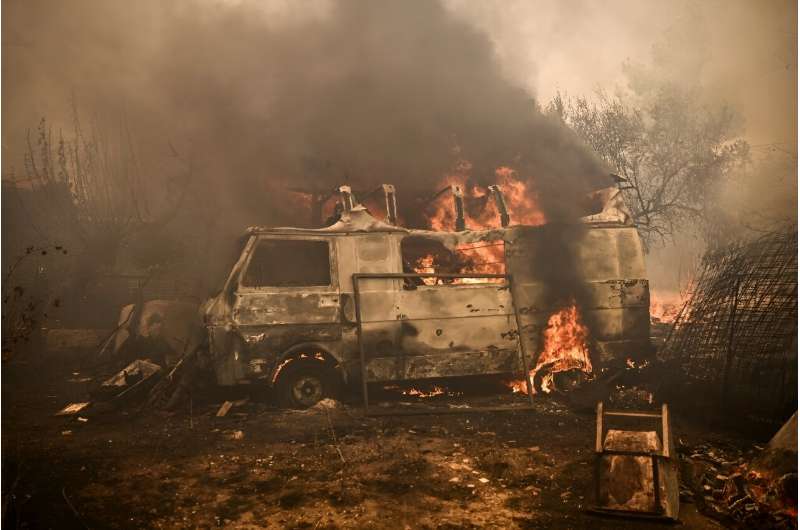 Wildfires in Greece ravaged Acharnes, north of Athens