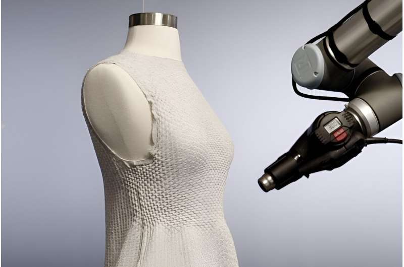O robô 4D Knit Dress usa diversas tecnologias para criar um design personalizado e um ajuste personalizado