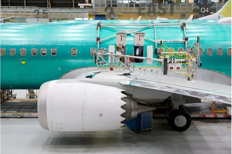 A Boeing 737 MAX aircraft -- a jet series facing intense scrutiny after two fatal crashes and a series of dangerous incidents -- is under assembly at the company's factory in Renton, Washington
