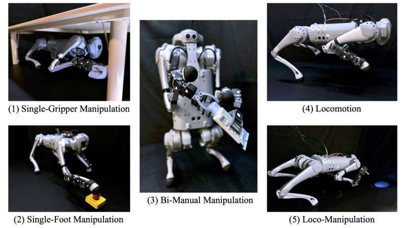 A dexterous four-legged robot that can walk and handle objects simultaneously