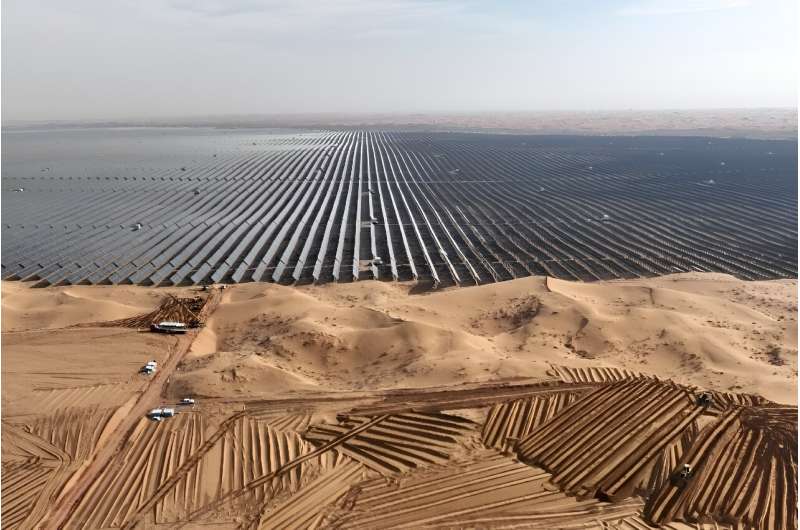 A field of solar panels in China, which the IEA dubs 'the world's renewables powerhouse'