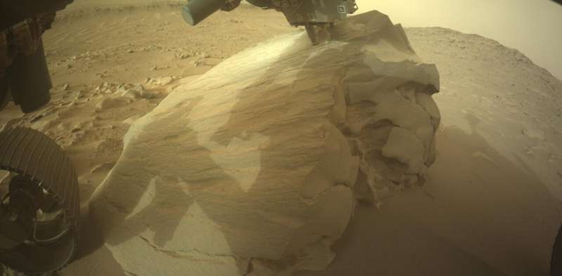 A NASA rover has reached a promising place to search for fossilised life on Mars