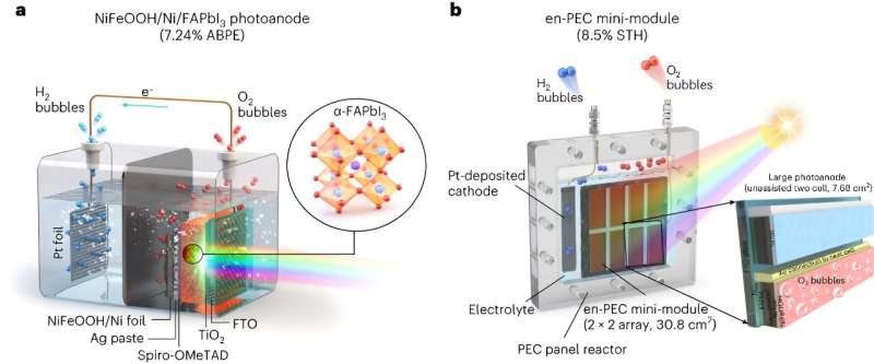 A scalable photoelectrochemical system for green hydrogen production