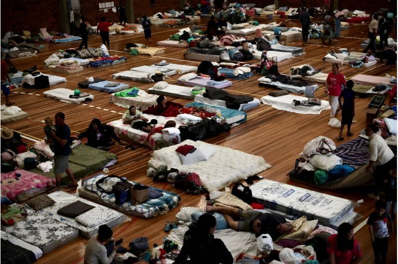 A shelter set up in a gymnasium in Porto Alegre, on May 4, 2024