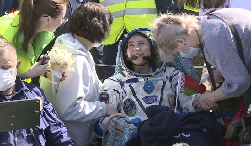 A Soyuz capsule carrying 3 crew from the International Space Station lands safely in Kazakhstan