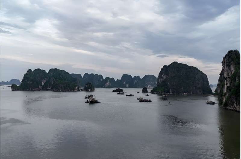 An aerial photo shows UNESCO heritage site Ha Long Bay ahead of the approaching Typhoon Yagi