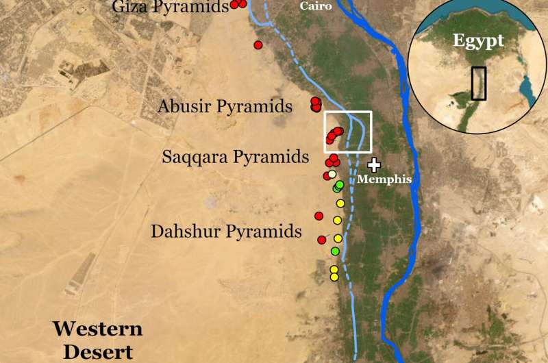Archaeology: Egyptian pyramids built along long-lost Ahramat branch of the Nile