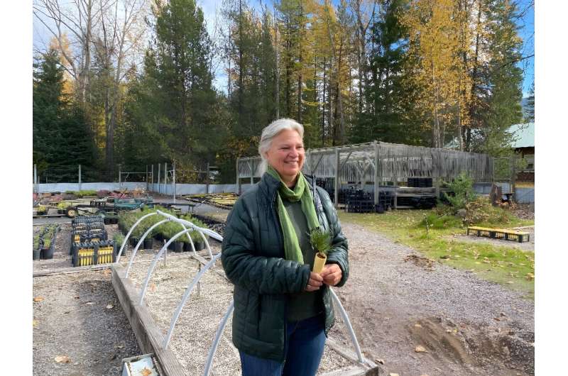 Biologist and vegetation program manager Dawn LaFleur is seen in the plant nursery of Glacier National Park