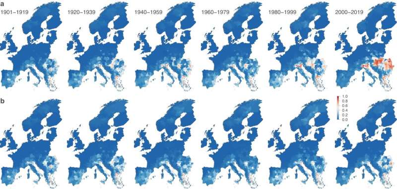 Contribution of climate change to the spatial expansion of West Nile virus in Europe