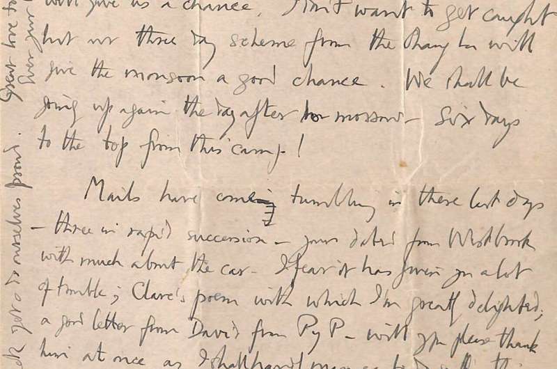Everest mountaineer's letters digitized for the first time