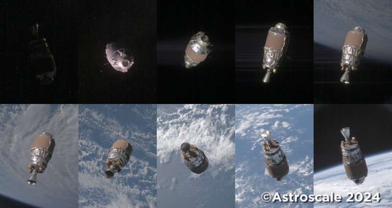 Fly-around observation images of space debris released