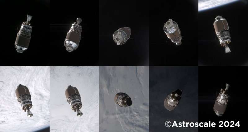 Fly-around observation images of space debris released