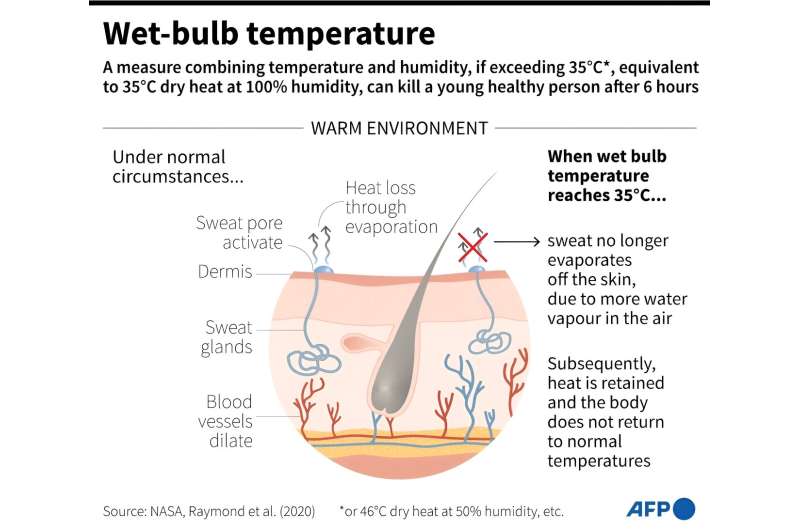 Graphic explaining wet-bulb temperature