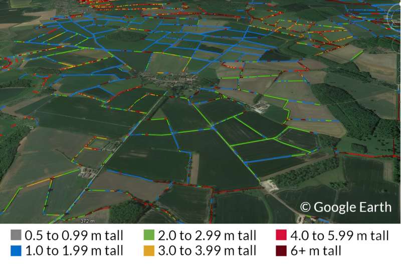 High-tech aerial mapping reveals England's hedgerow landscape