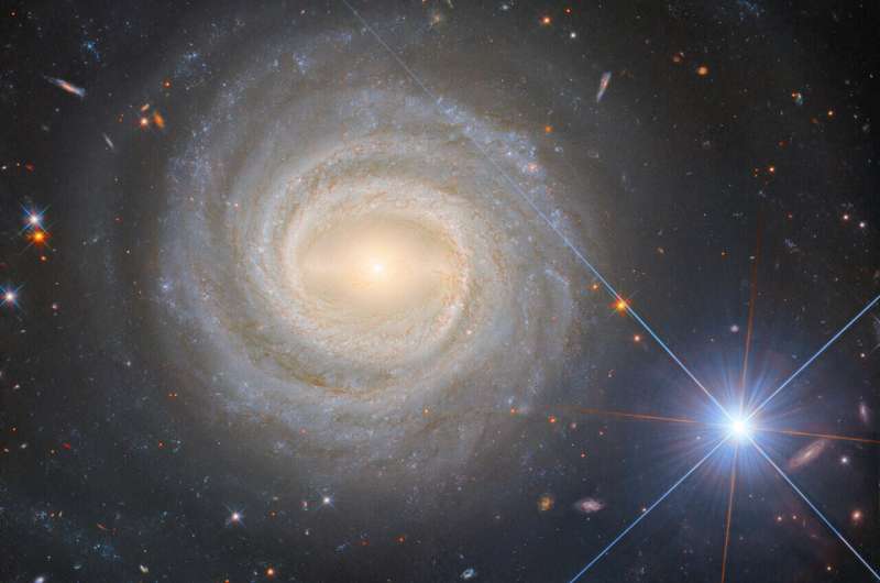 Hubble captures a bright galactic and stellar duo