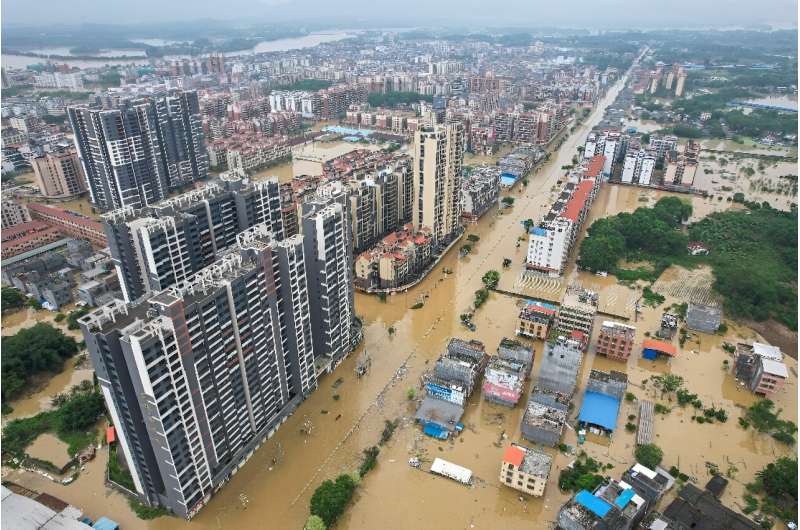 Hundreds of thousands of people have been evacuated due to flooding in southern China, including in Qingyuan (pictured)