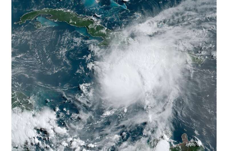 Hurricane Beryl is seen on July 3, 2024 as it approaches Jamaica in a satellite image obtained from the National Oceanic and Atmospheric Administration