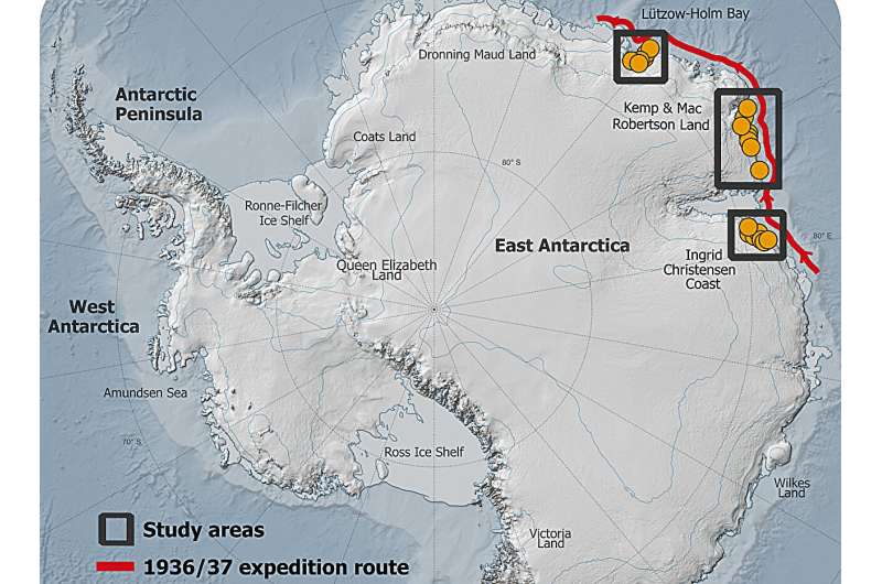 Local bright spot among melting glaciers: 2000 km of Antarctic ice-covered coastline has been stable for 85 years