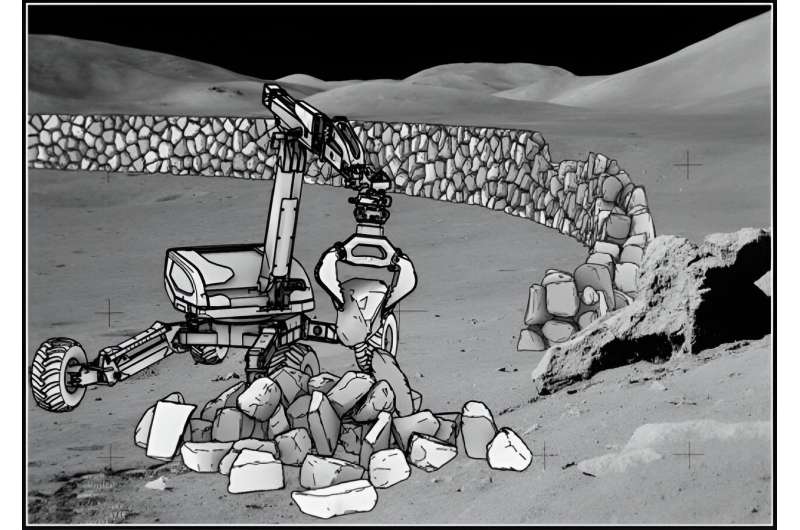 Lunar infrastructure could be protected by autonomously building a rock wall