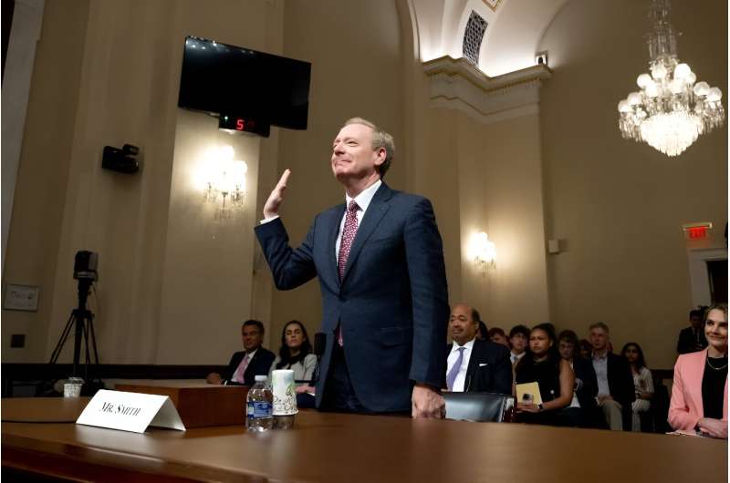 Microsoft President Brad Smith spent more than three hours answering questions from members of the Homeland Security Committee in Washington