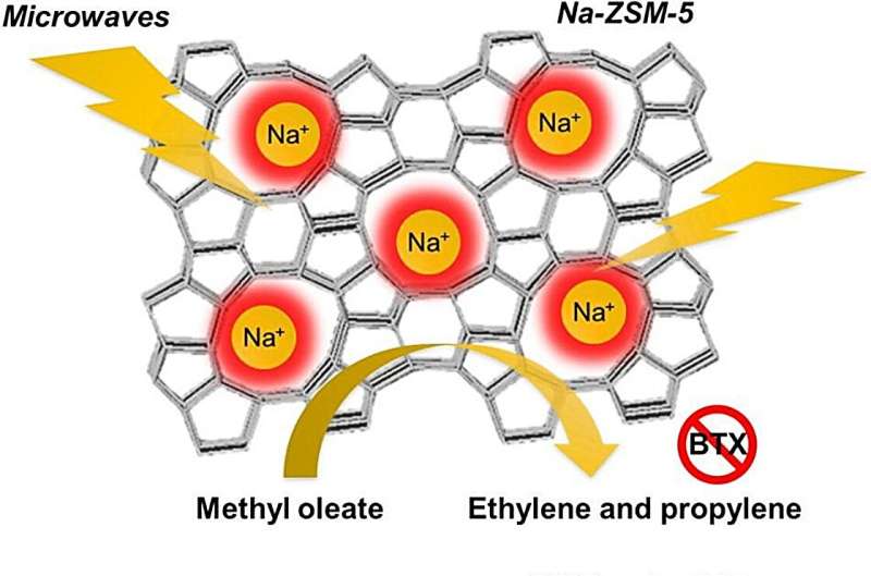 Microwaving waste cooking oil into useful chemicals