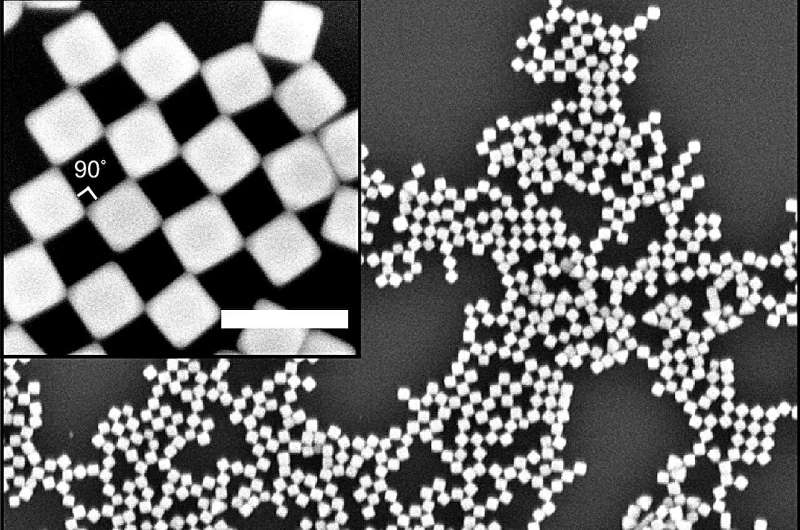 Nanosized blocks spontaneously assemble in water to create tiny floating checkerboards