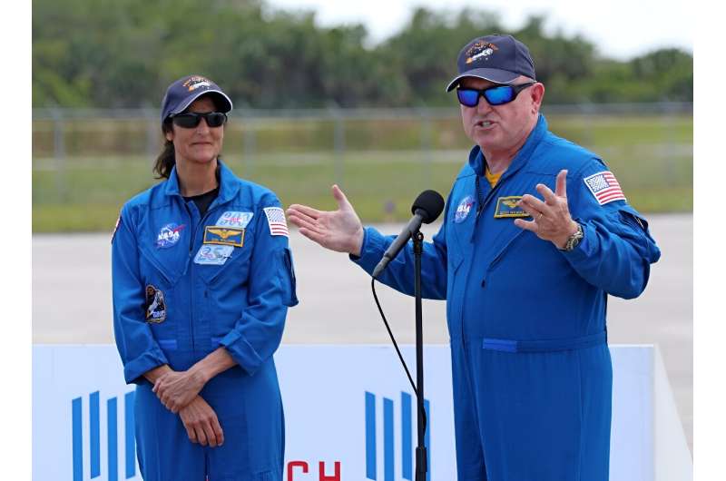 NASA astronauts Suni Williams (L) and Butch Wilmore (R) will be the first humans to travel aboard the Boeing Starliner into space