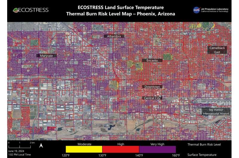 NASA's ECOSTRESS maps burn risk areas across Phoenix streets