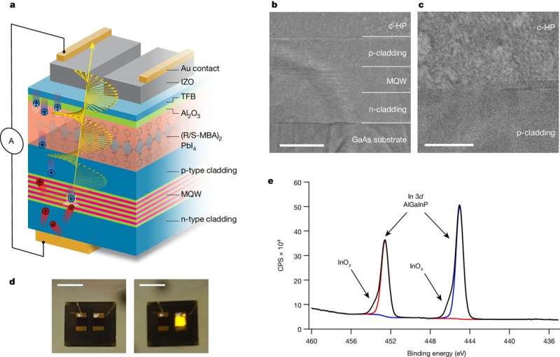 Optoelectronics gain spin control from chiral perovskites and III–V semiconductors