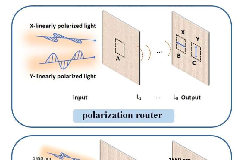 Polarization and wavelength routers based on diffractive neural network