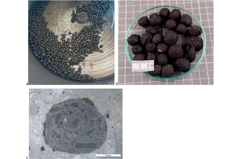 Processing biochar into pellets to offset emissions in concrete production