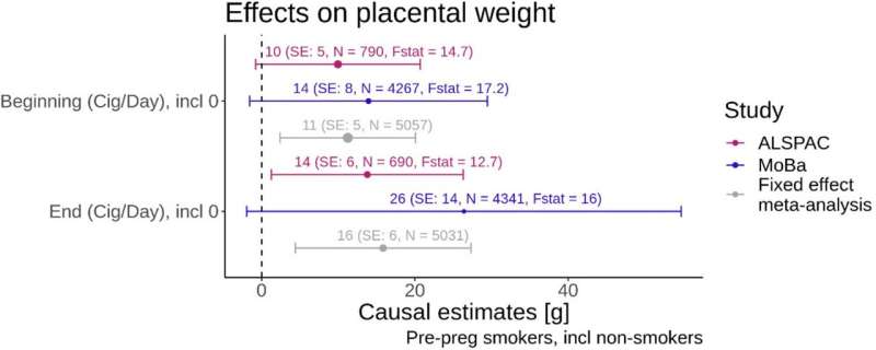 Quitting smoking during pregnancy may have a positive effect on placental weight