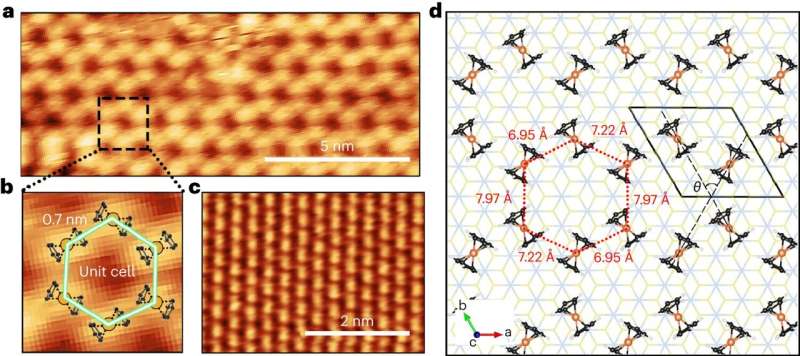 Room-temperature long-range ferromagnetic order realized in a confined molecular monolayer