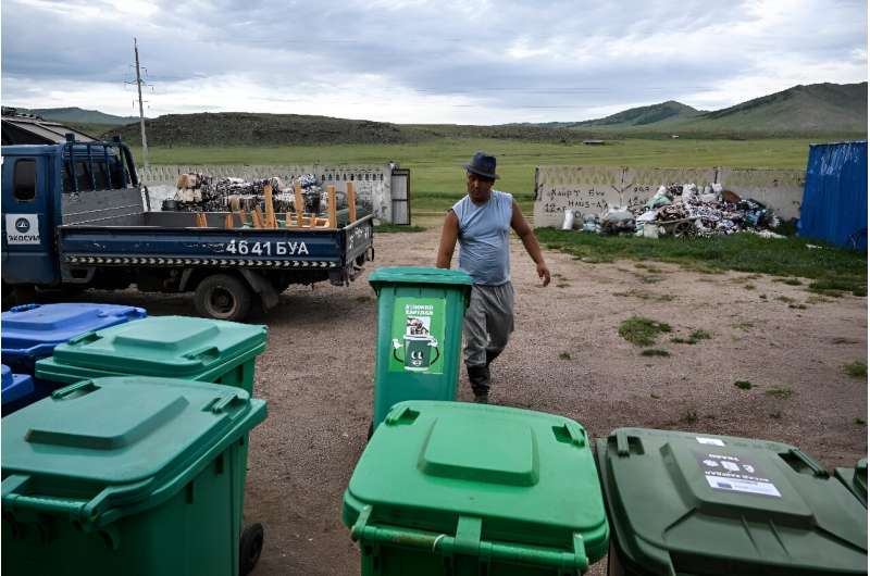 Since 2018, local NGO Ecosoum has organised one of Khishig-Undur's first recycling facilities -- encouraging herders and others to pick up local waste and bring it to them for processing