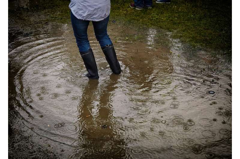 standing in puddle
