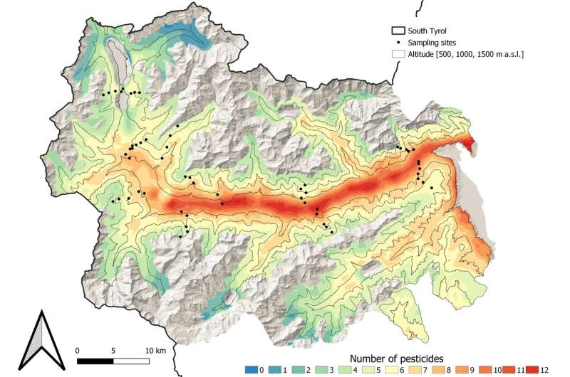 Study shows pesticides spread in an Alpine Valley from the valley to the summit region