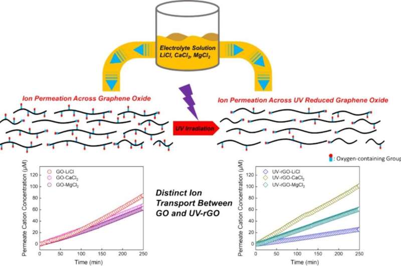 Surface oxygen functionality controls selective transport of metal ions through graphene oxide membranes