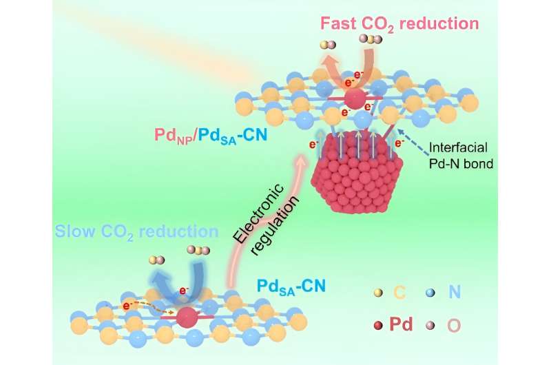 Synergy palladium single atoms and twinned nanoparticles for efficient CO₂ photoreduction